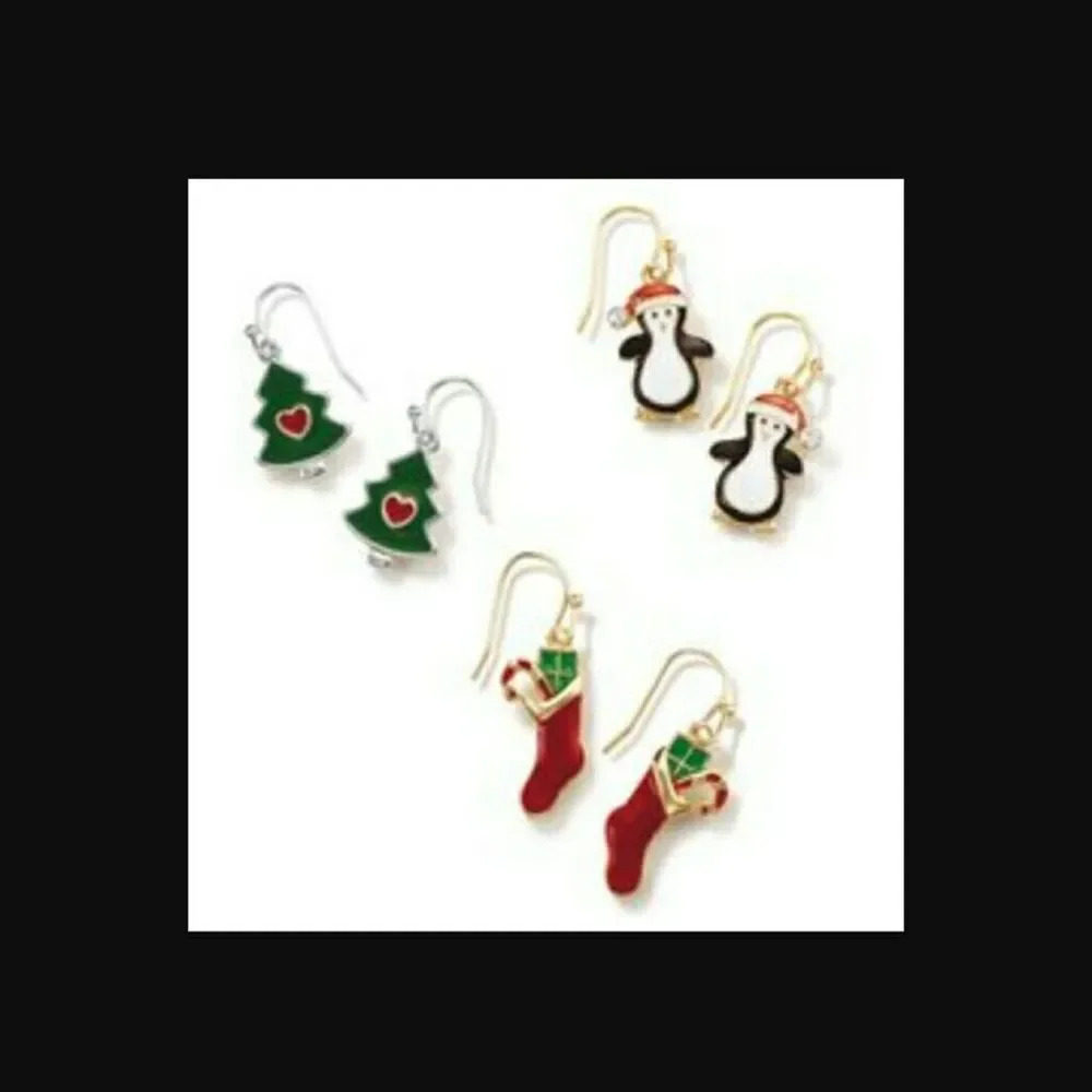 Holiday Dangle Earrings Christmas Stocking